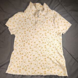 Adorable Kids Polo with Floral Design - White and Yellow